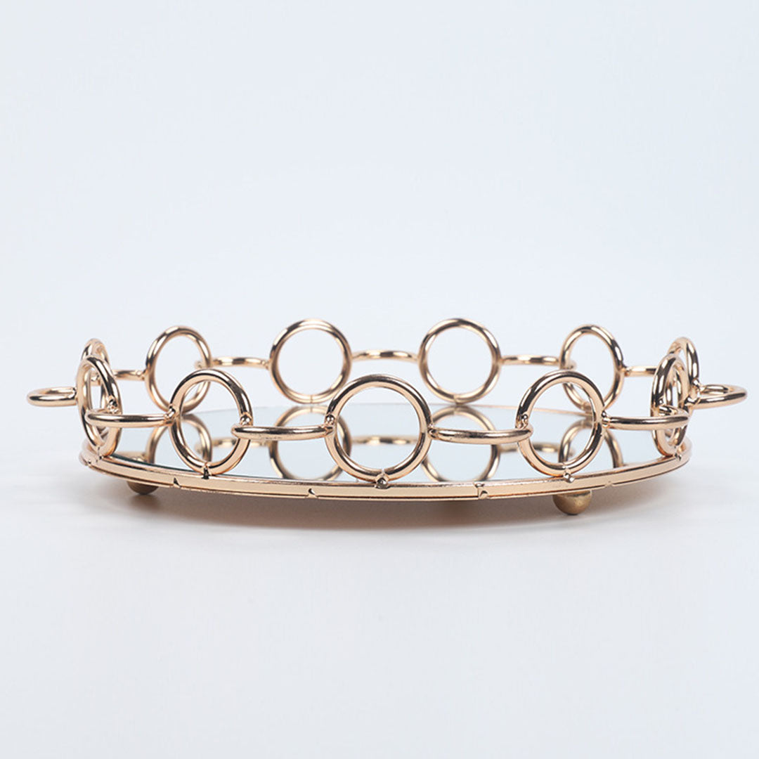 33cm Bronze-Colored Round Mirror with Handles