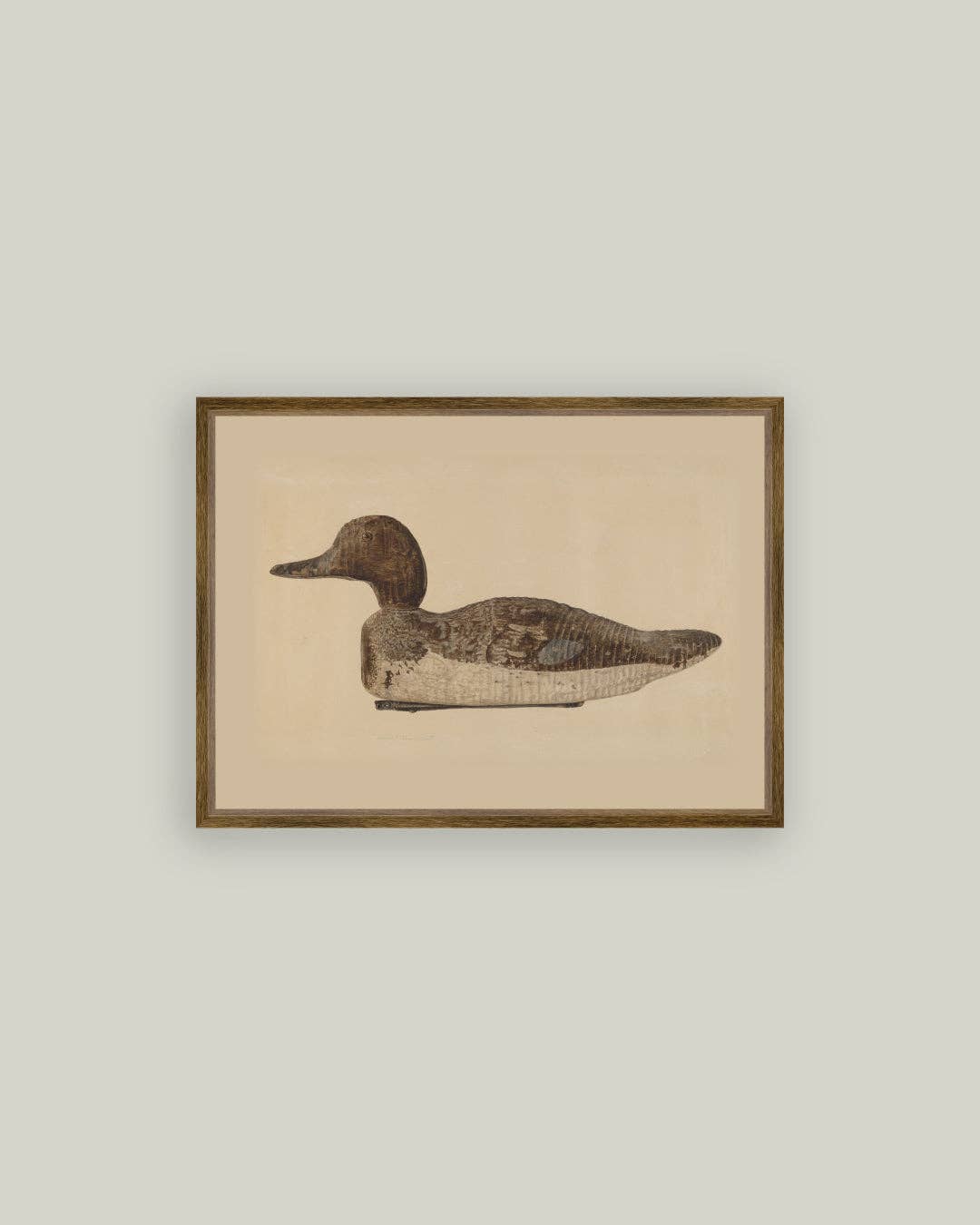 Wooden Duck Decoy Framed Antique Art 6x4