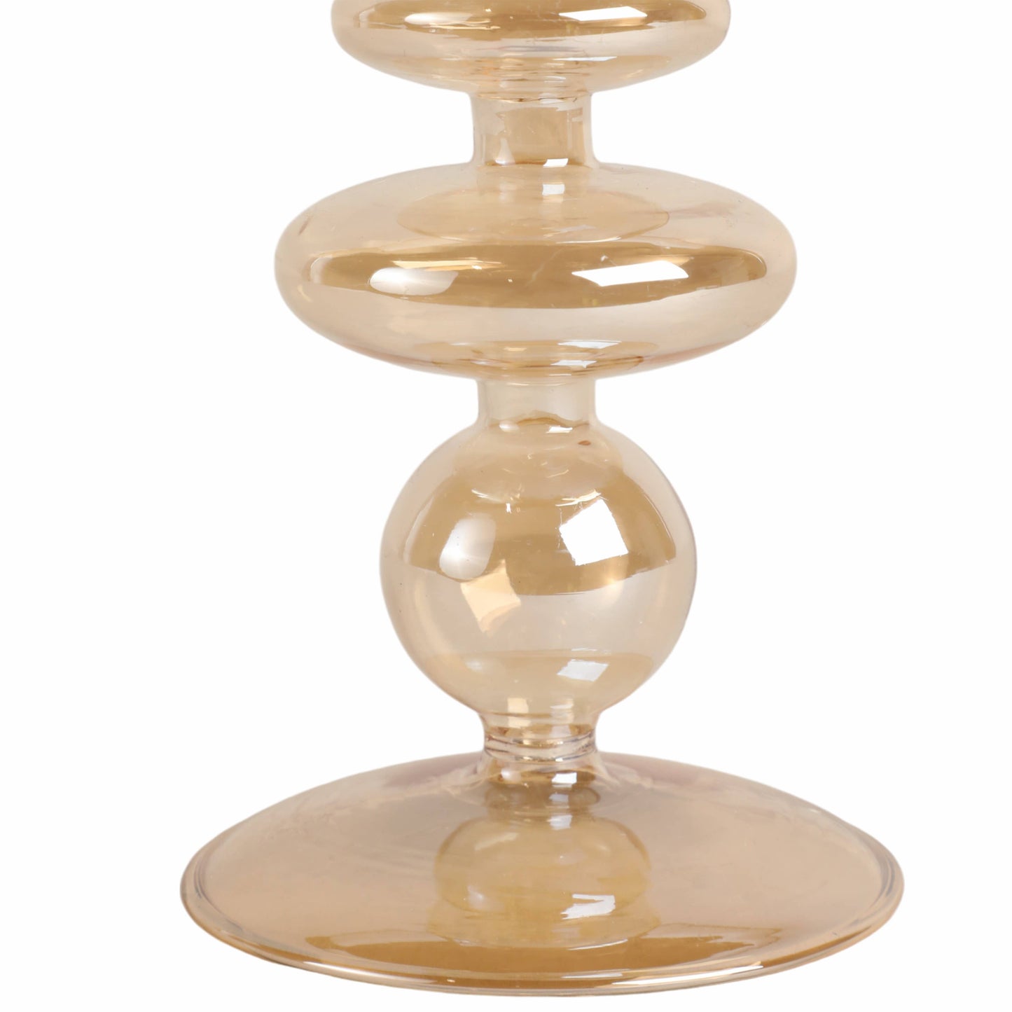 Glass Vintage Bubble Taper Candle Holder - Gold 7 in.