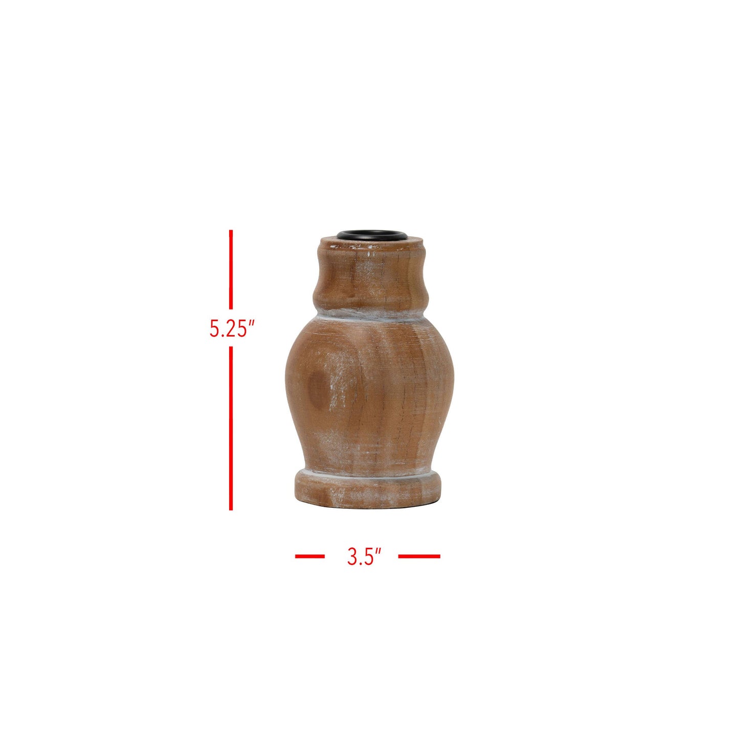 Ramona Whitewashed Taper Candle Holder - Natural Carved Wood