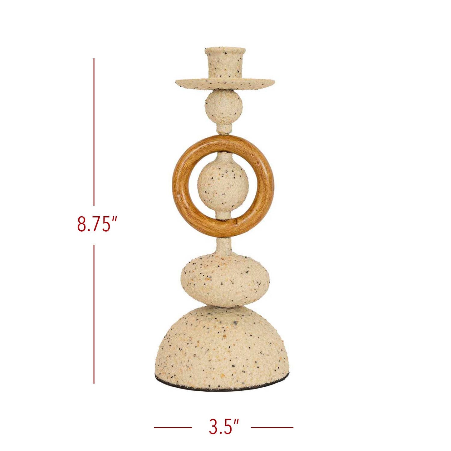 Sculptural Metal Taper Candle Holder – Cream Speckled Finish