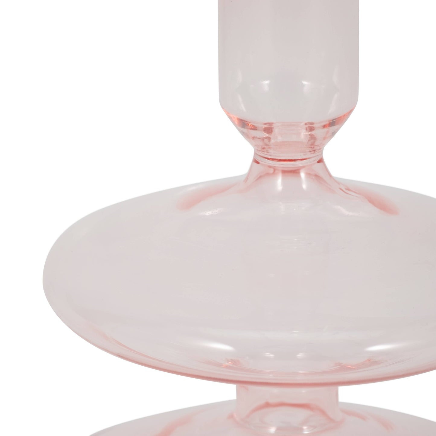 Glass Vintage Bubble Taper Candle Holder - Pink 5 in.