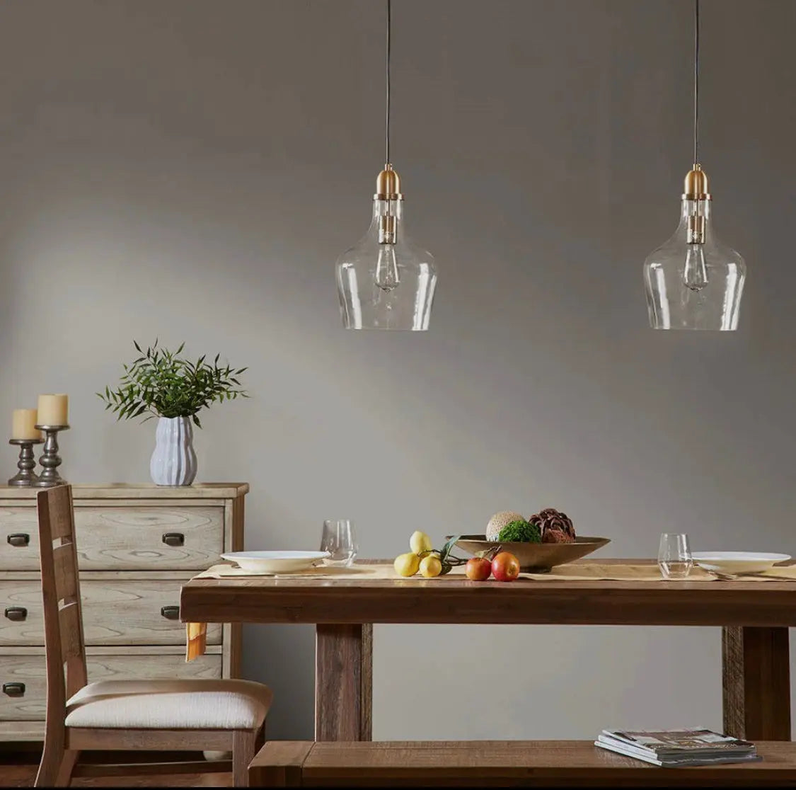 Clear Bell Shape Glass Metal Pendant - Niko and Me Home Decor