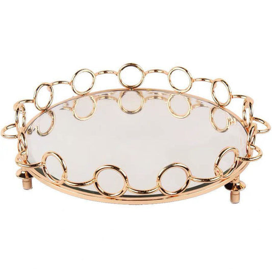 33cm Bronze-Colored Round Mirror with Handles