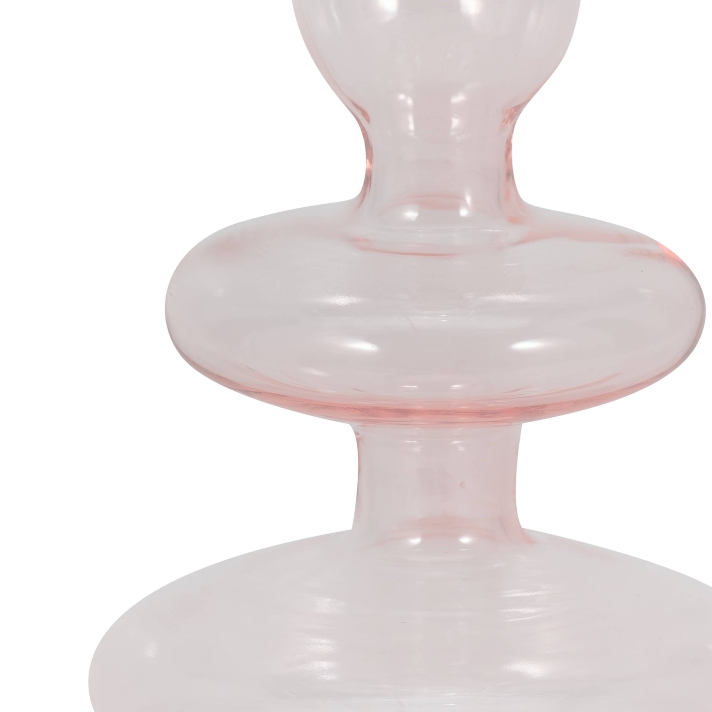 Glass Vintage Sculptural Taper Candle Holder - Pink 11 in.