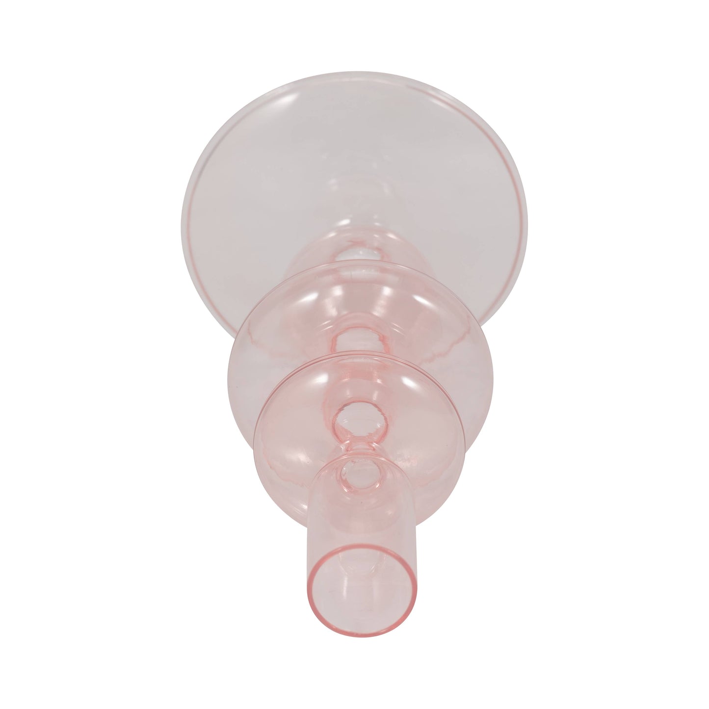 Glass Vintage Sculptural Taper Candle Holder - Pink 7 in.