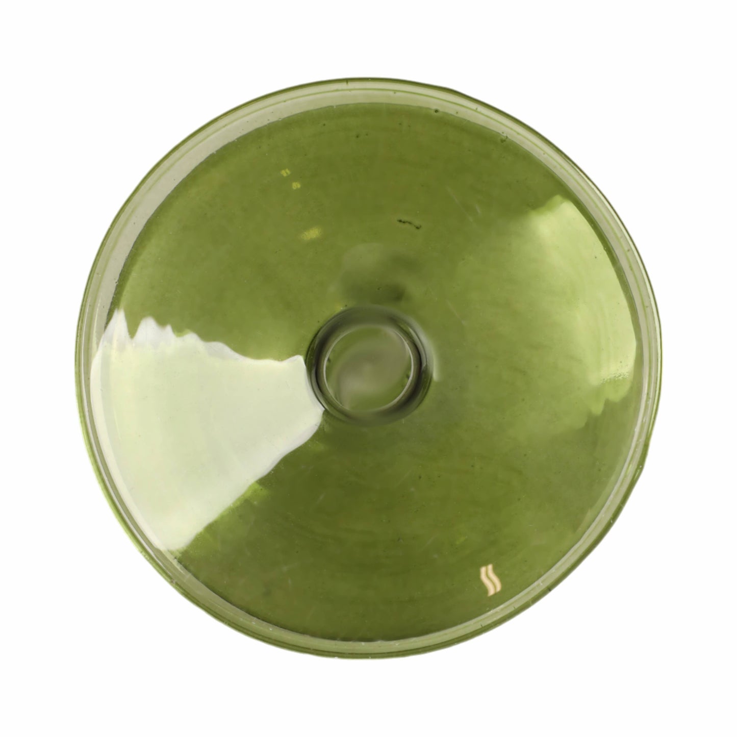 Glass Vintage Abstract Taper Candle Holder - Green 5 in.