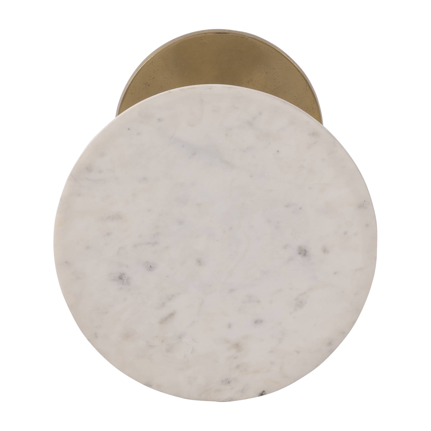 End Table - Gold/White Marble Top Metal Round Base, 24 in.