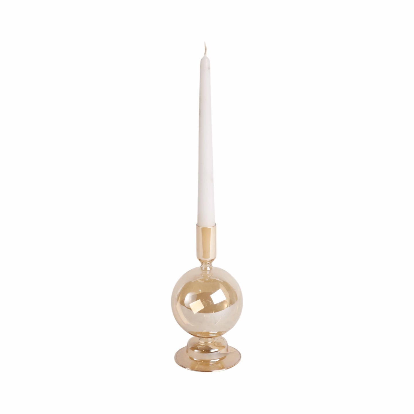 Glass Modern Bubble Taper Candle Holder - Gold 7 in.