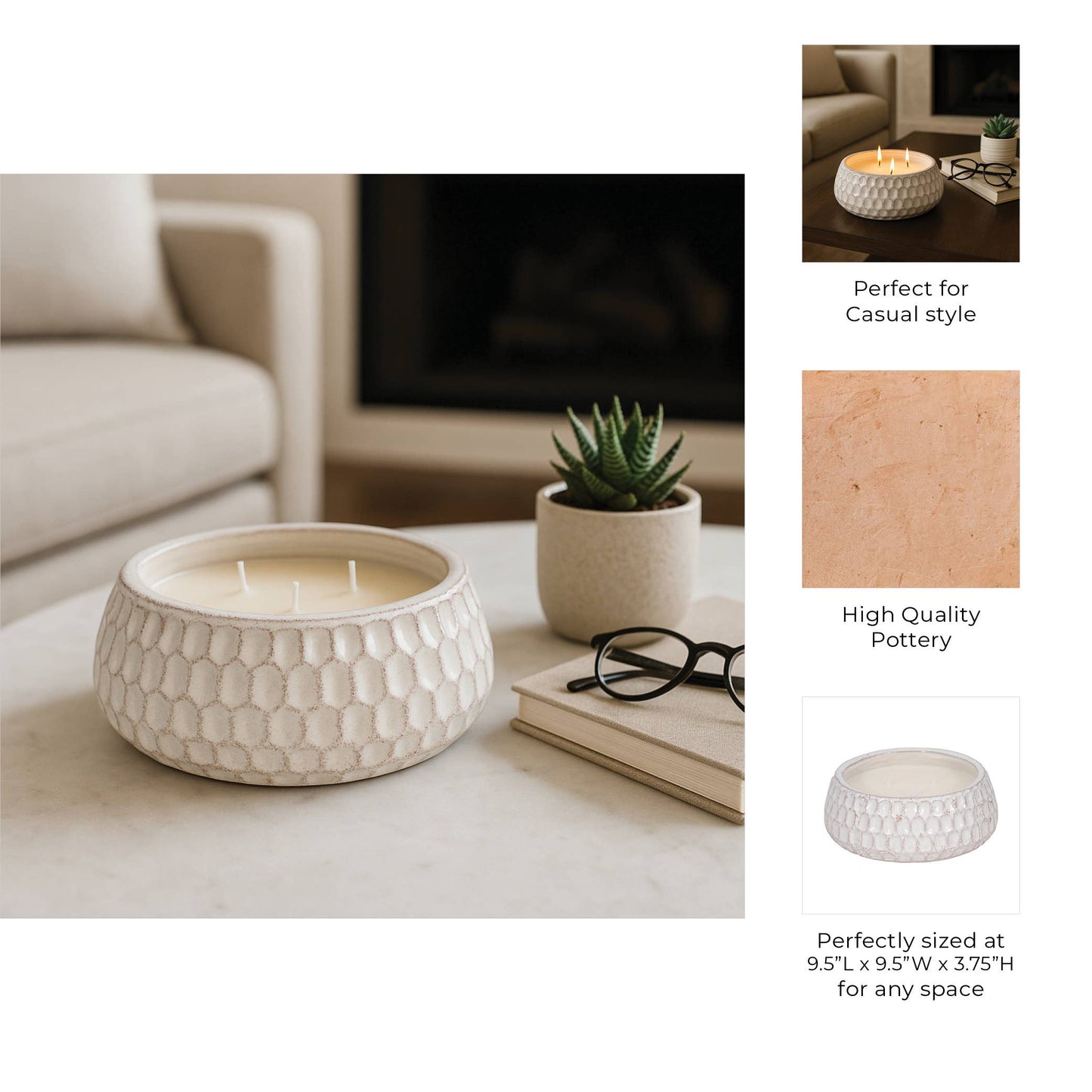 Candle - White Pottery French Cade & Lavender Dimple, 39 Oz