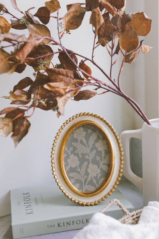 Cream and Gold Oval Photo Frame 5x7