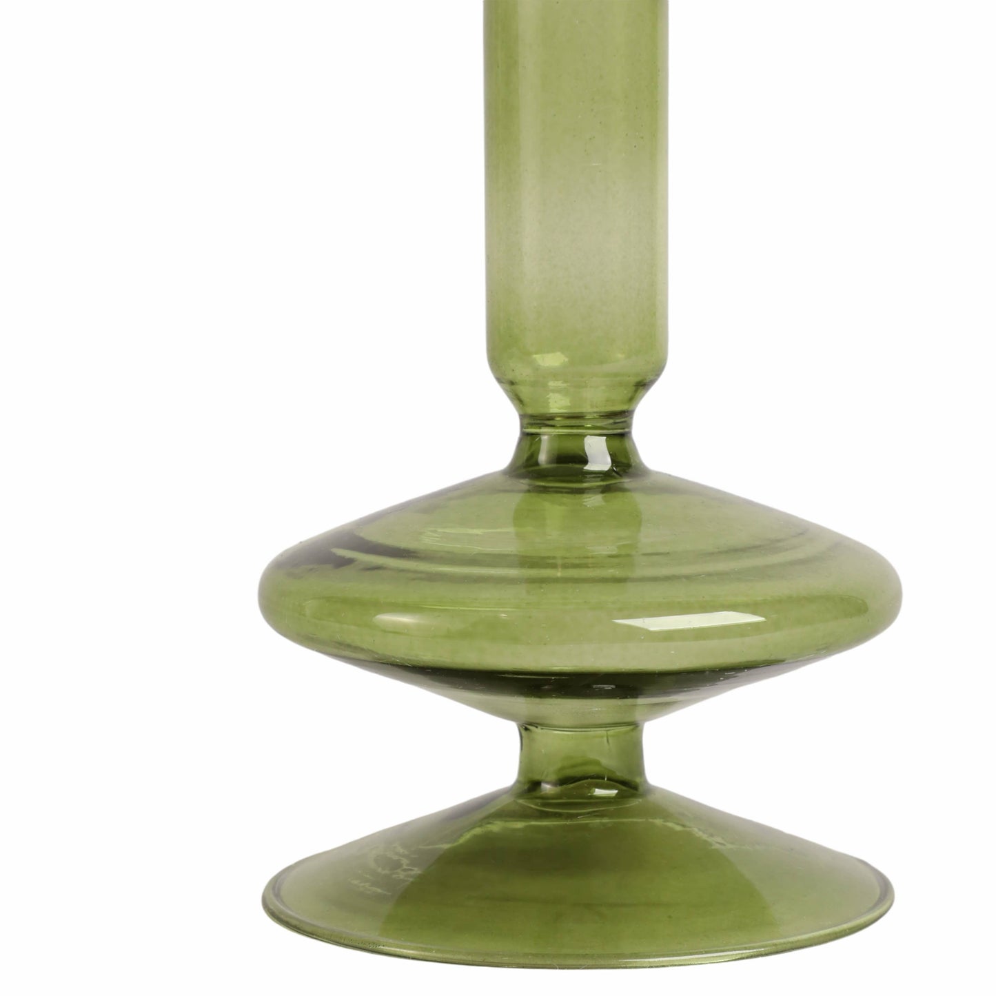 Glass Vintage Abstract Taper Candle Holder - Green 5 in.