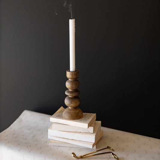 Elise Taper Candle Holder – Boho Wooden