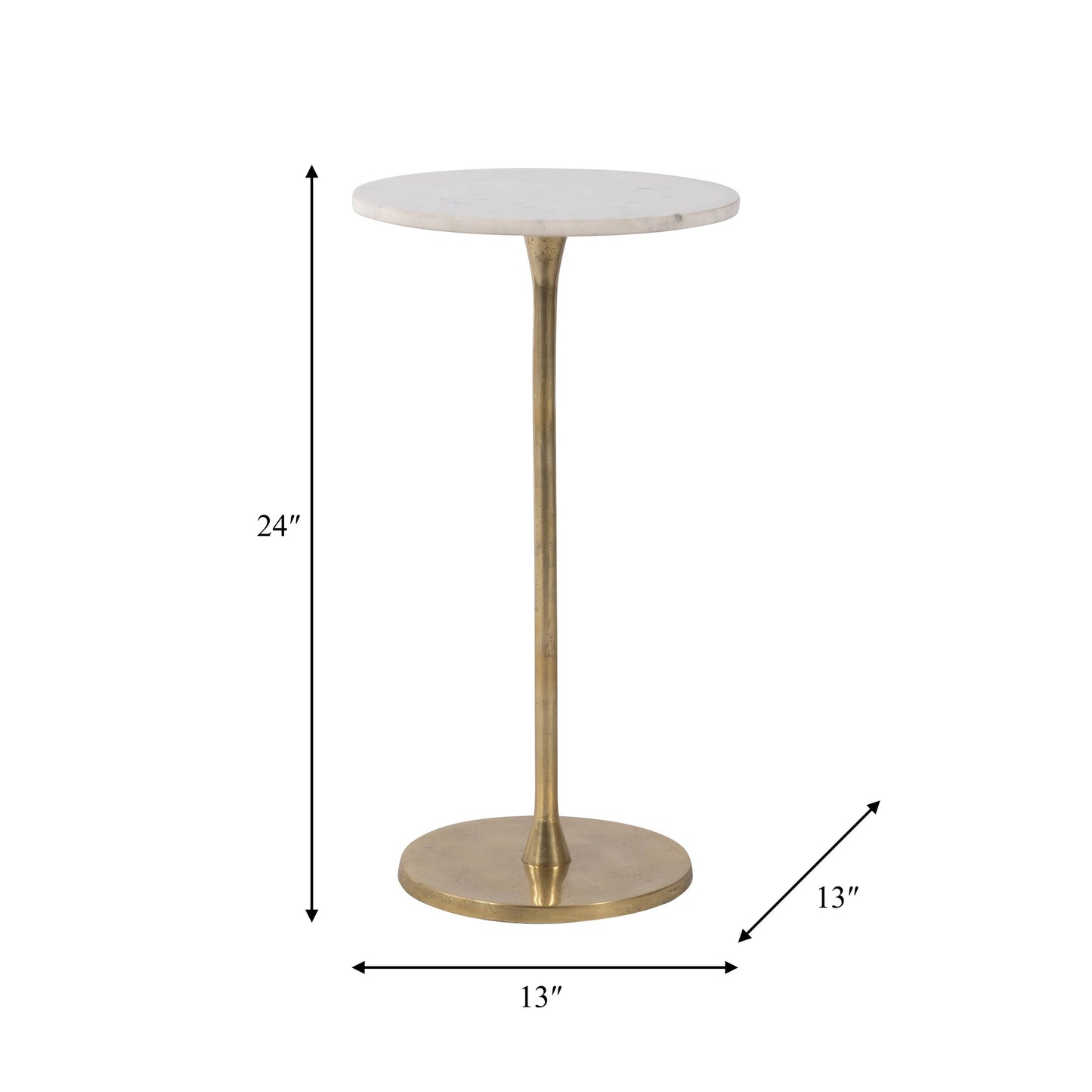 End Table - Gold/White Marble Top Metal Round Base, 24 in.