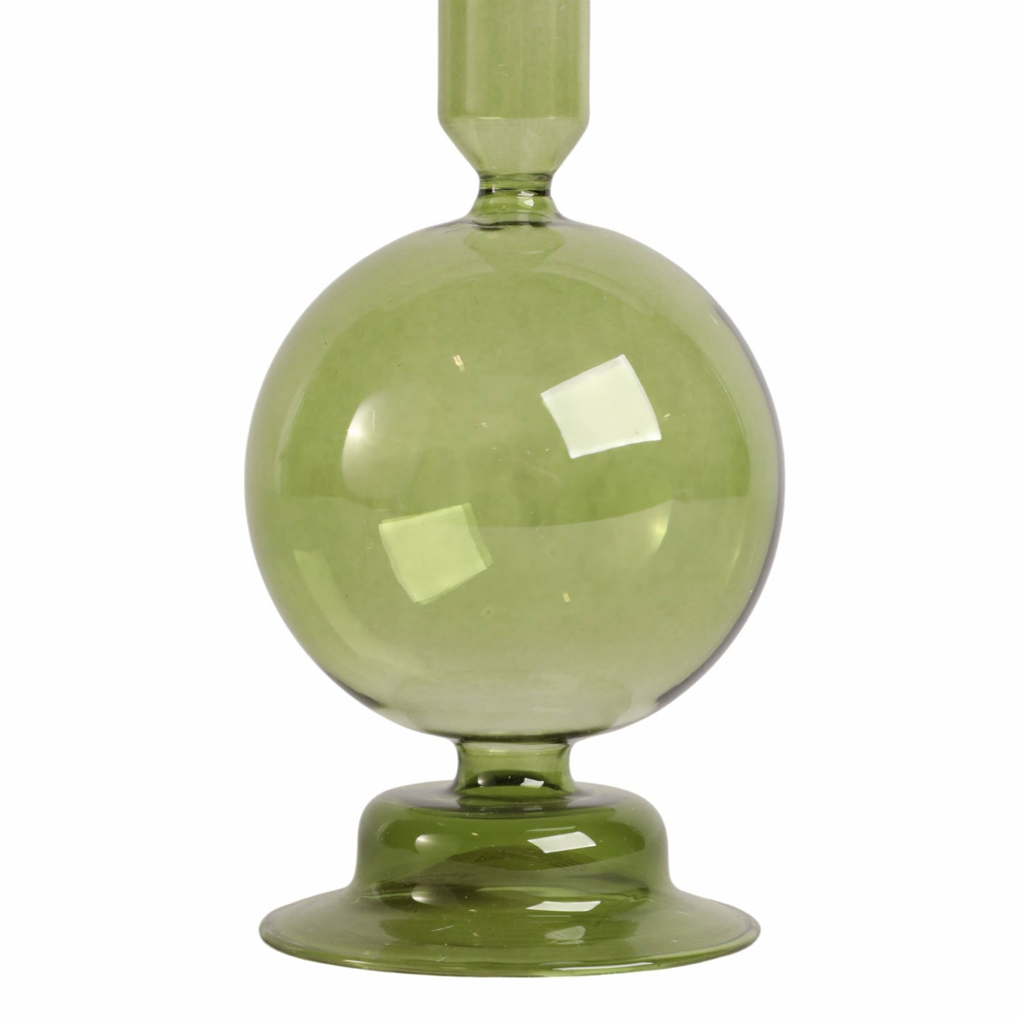 Glass Abstract Bubble Taper Candle Holder - Green 7 in.