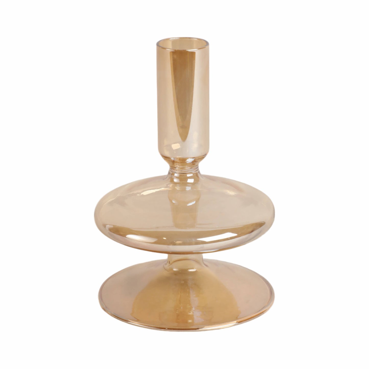 Glass Vintage Abstract Taper Candle Holder - Gold 5 in.