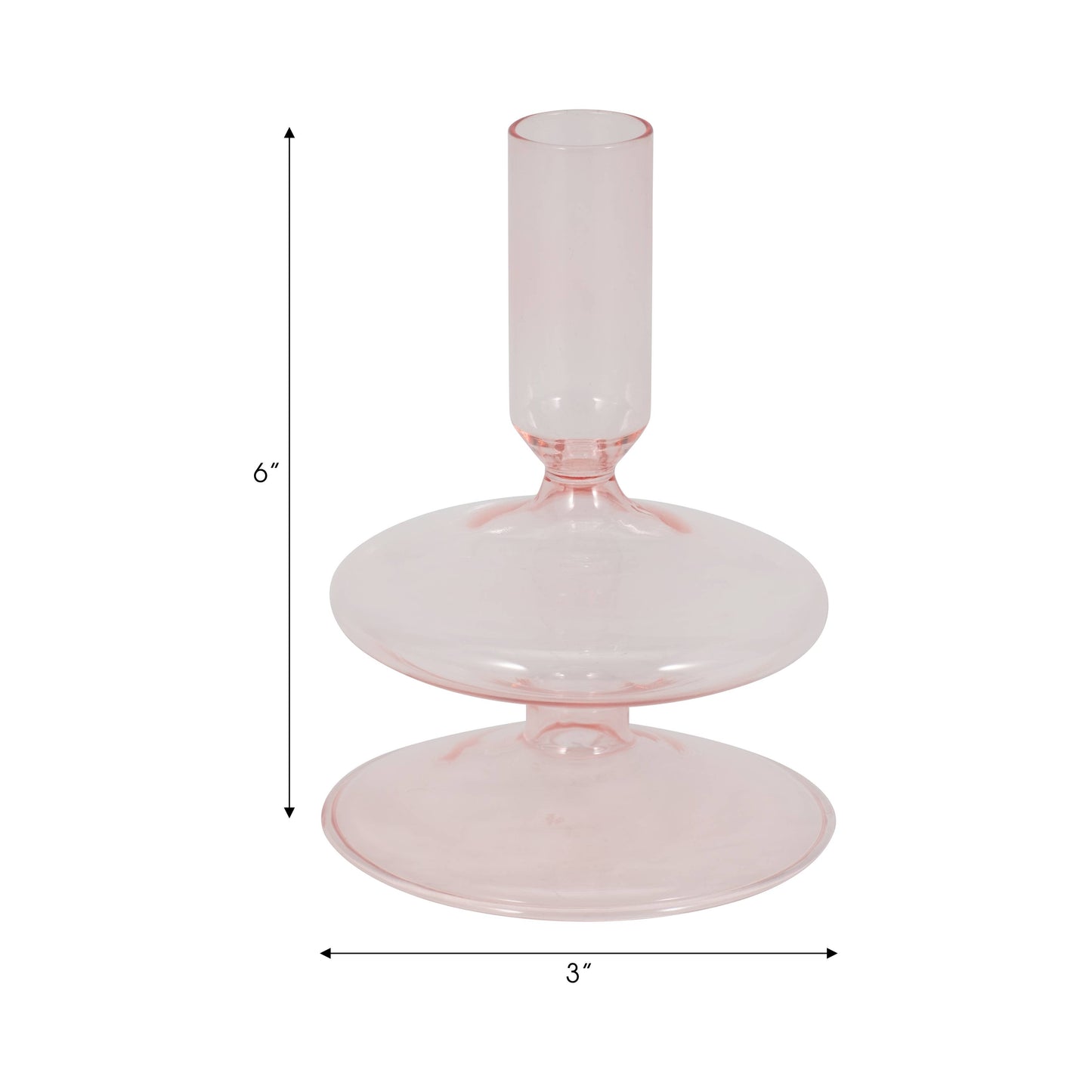 Glass Vintage Bubble Taper Candle Holder - Pink 5 in.