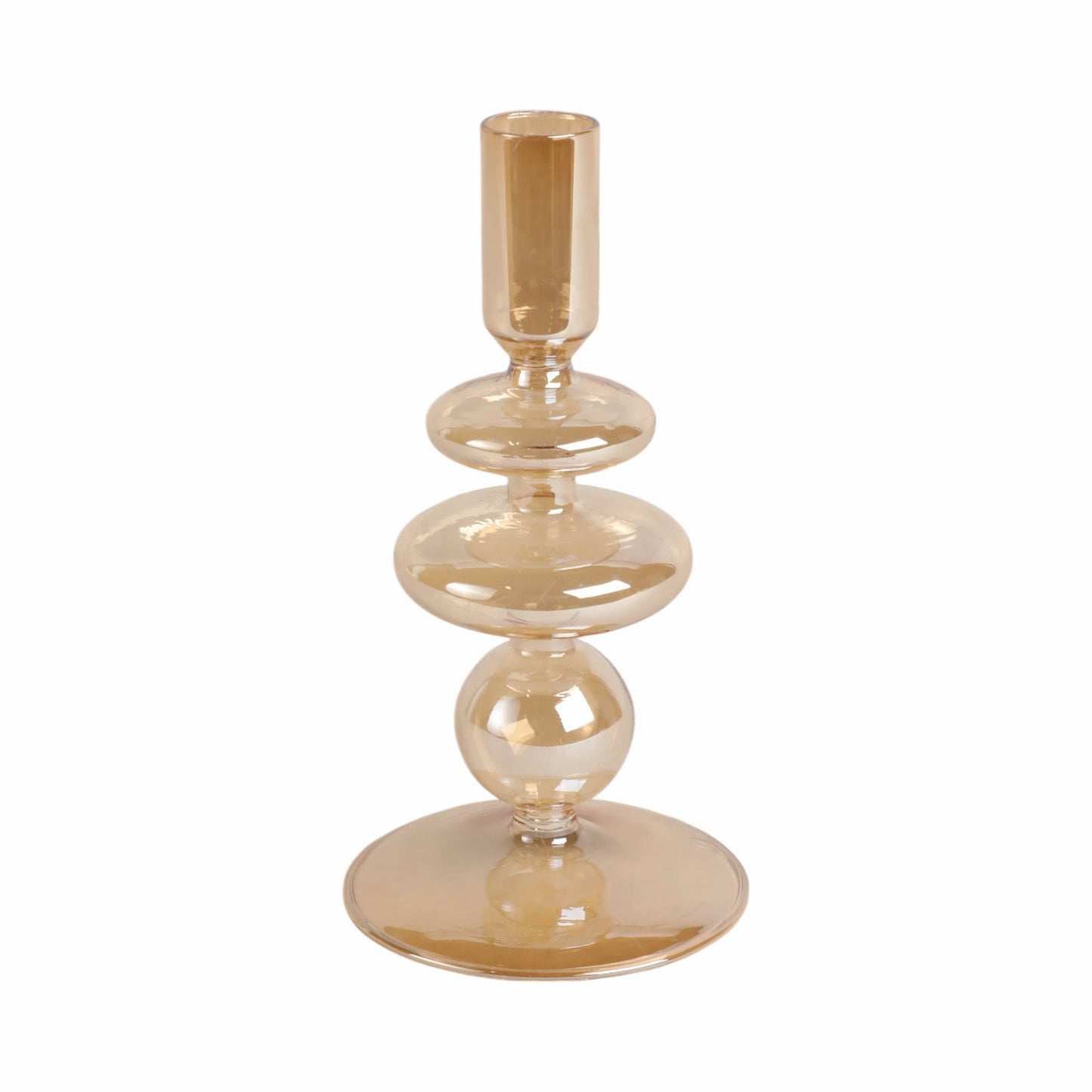 Glass Vintage Bubble Taper Candle Holder - Gold 7 in.