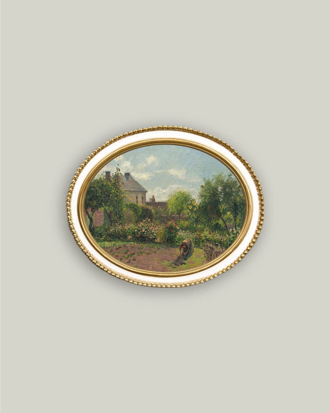 Artist's Garden in Cream Oval Frame