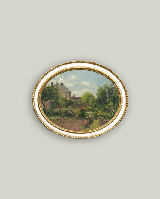 Artist's Garden in Cream Oval Frame