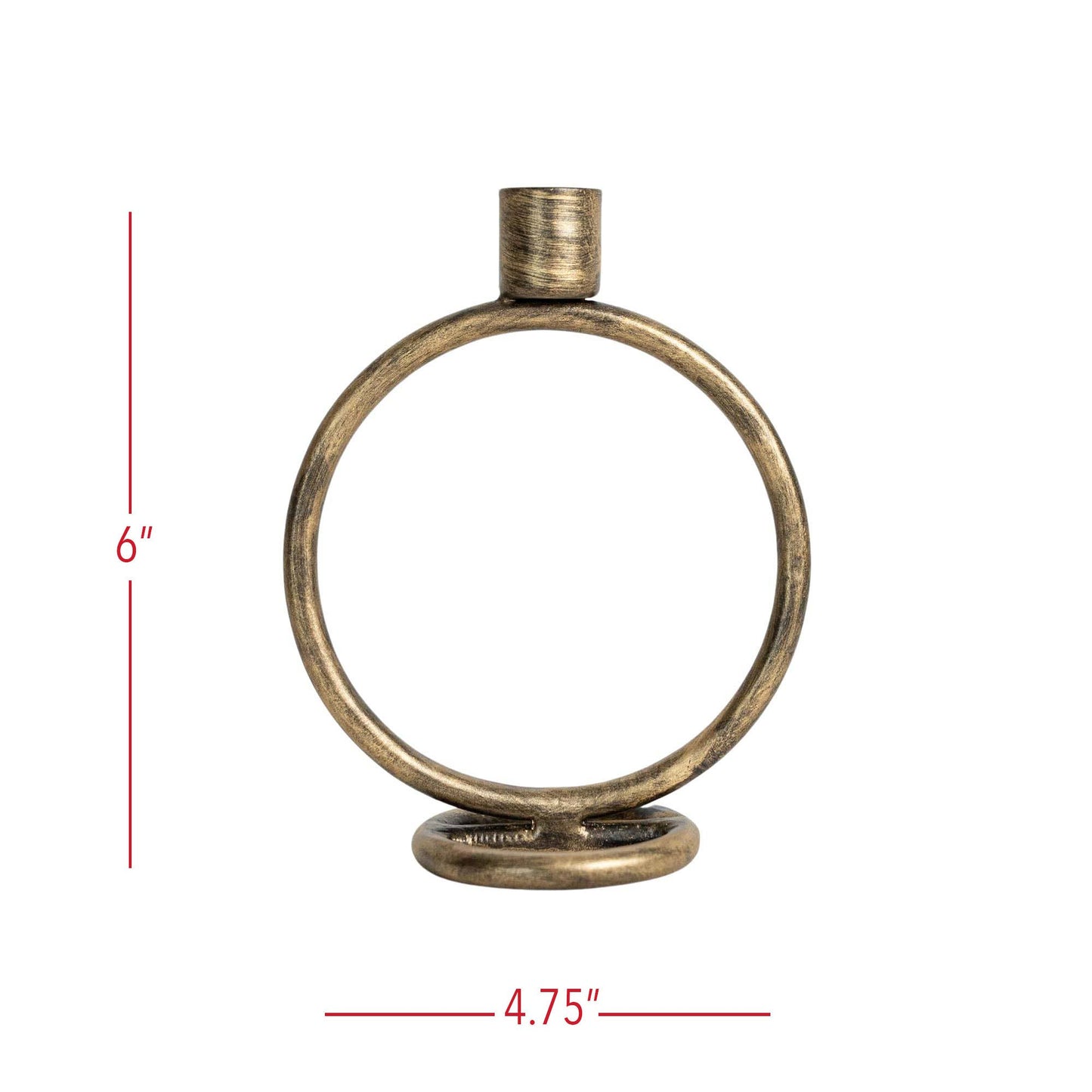 Kacela Brass Round Sculpture Taper Candle Holder