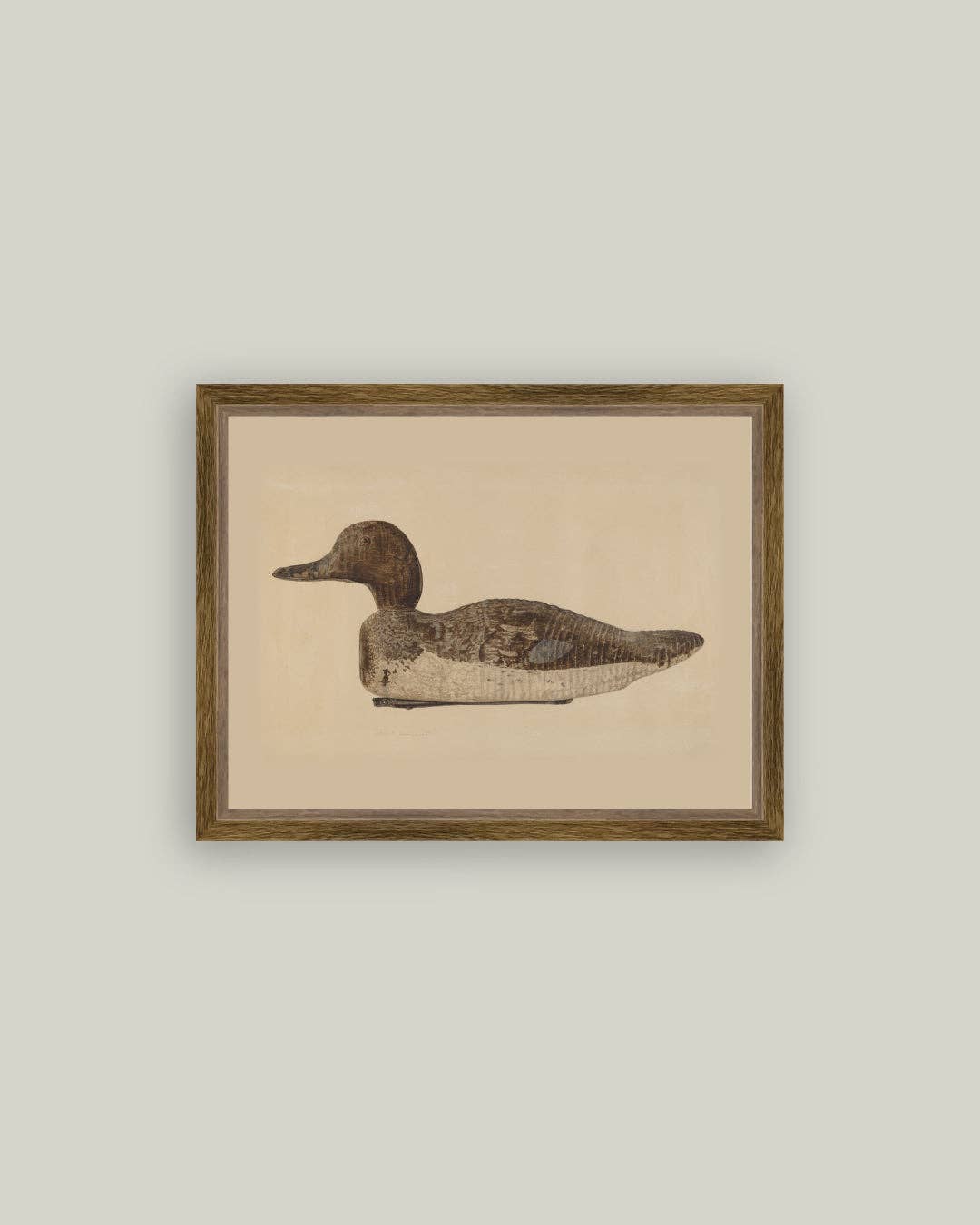 Wooden Duck Decoy Framed Antique Art 6x4