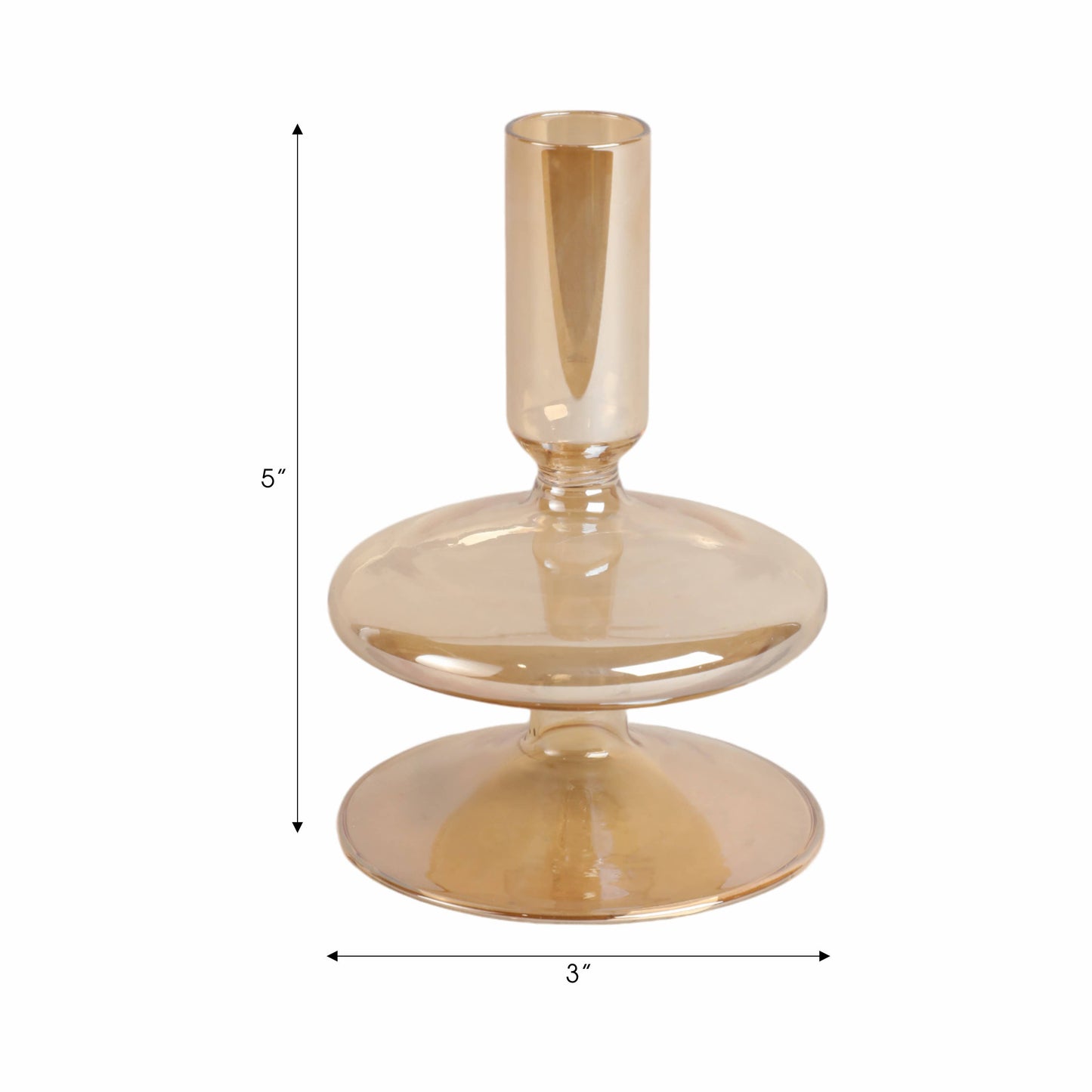 Glass Vintage Abstract Taper Candle Holder - Gold 5 in.