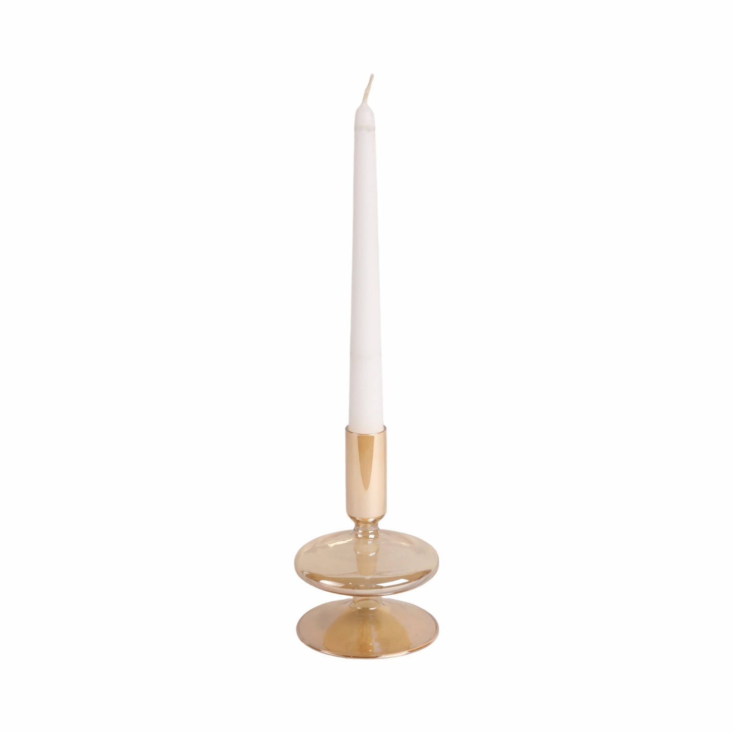 Glass Vintage Abstract Taper Candle Holder - Gold 5 in.