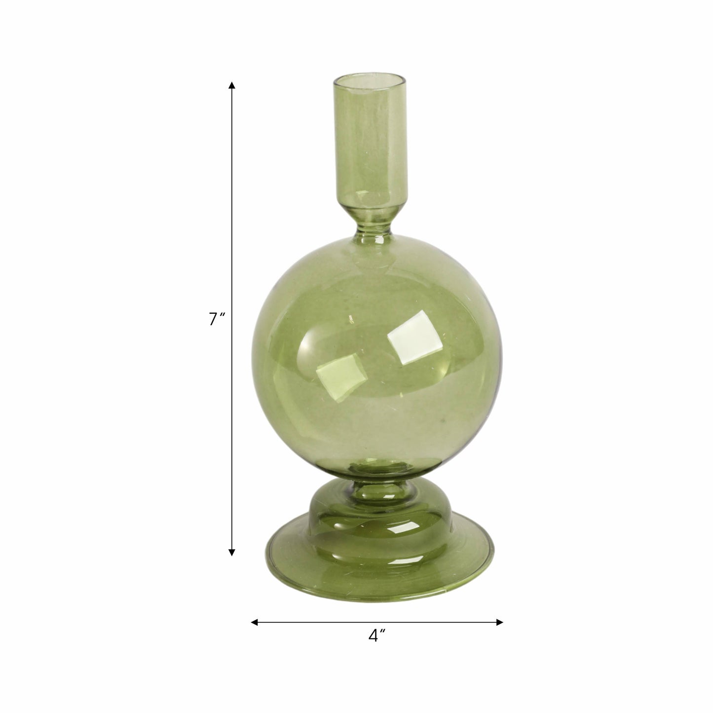 Glass Abstract Bubble Taper Candle Holder - Green 7 in.