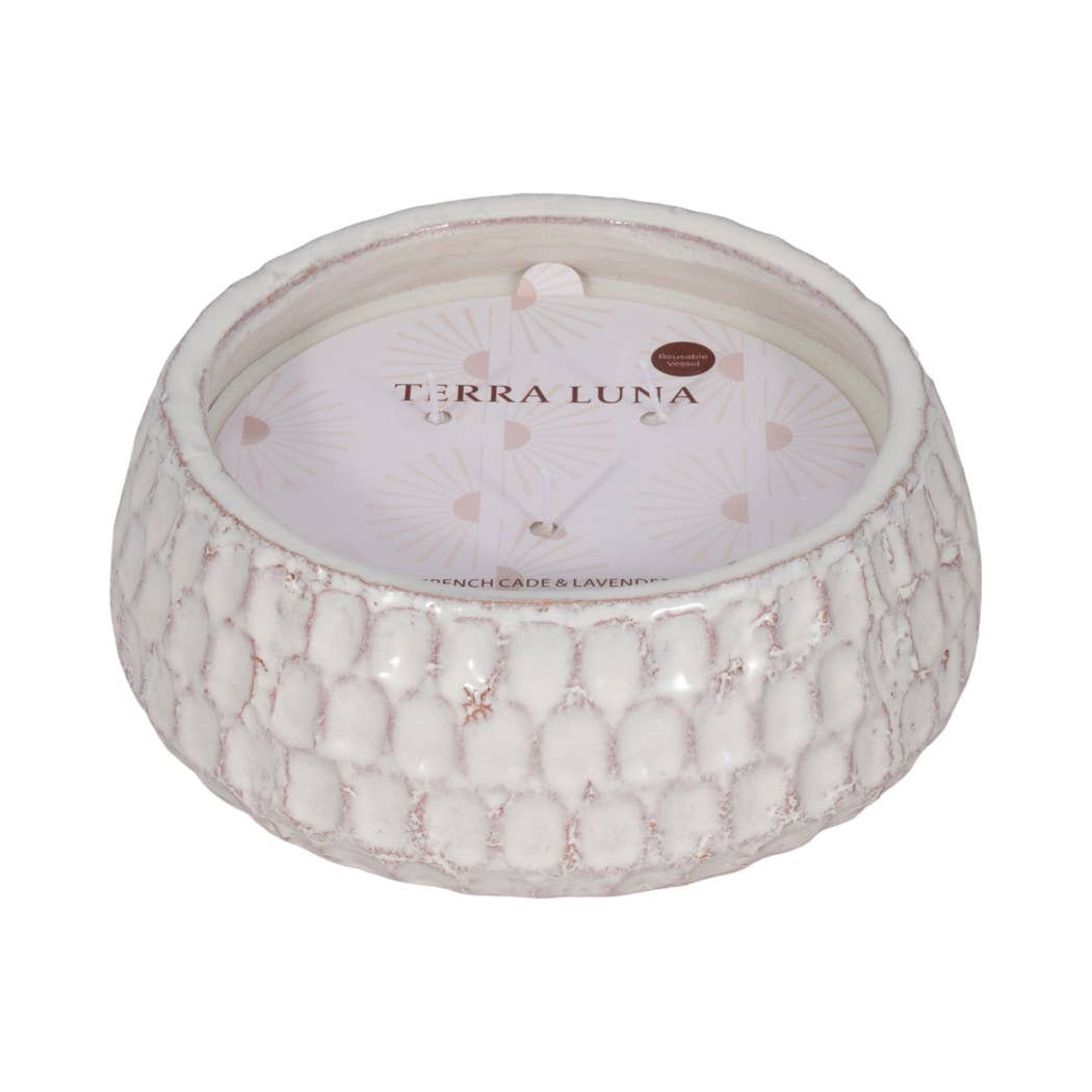 Candle - White Pottery French Cade & Lavender Dimple, 39 Oz