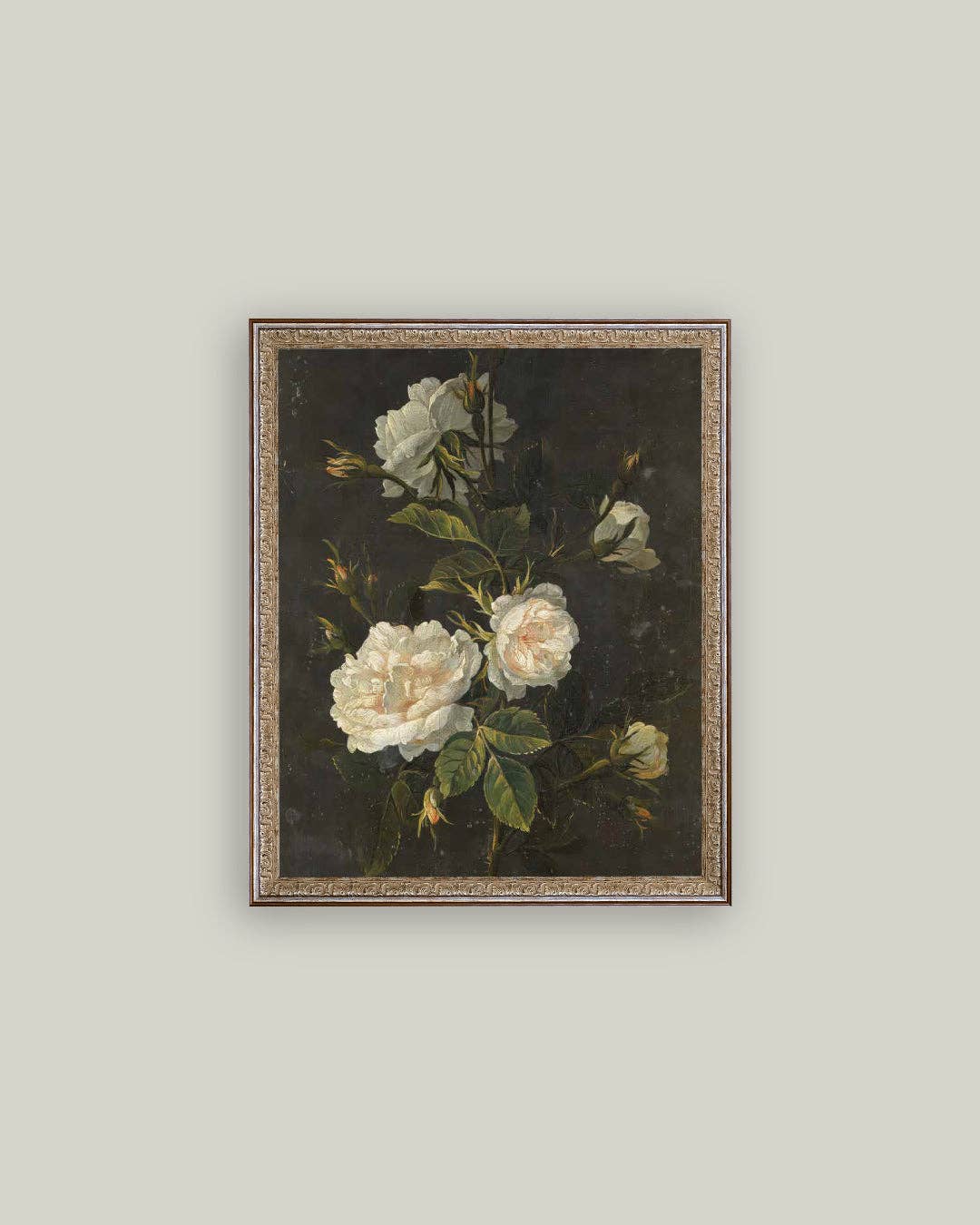 Moody Still Life Rose Framed Antique Art 8x10