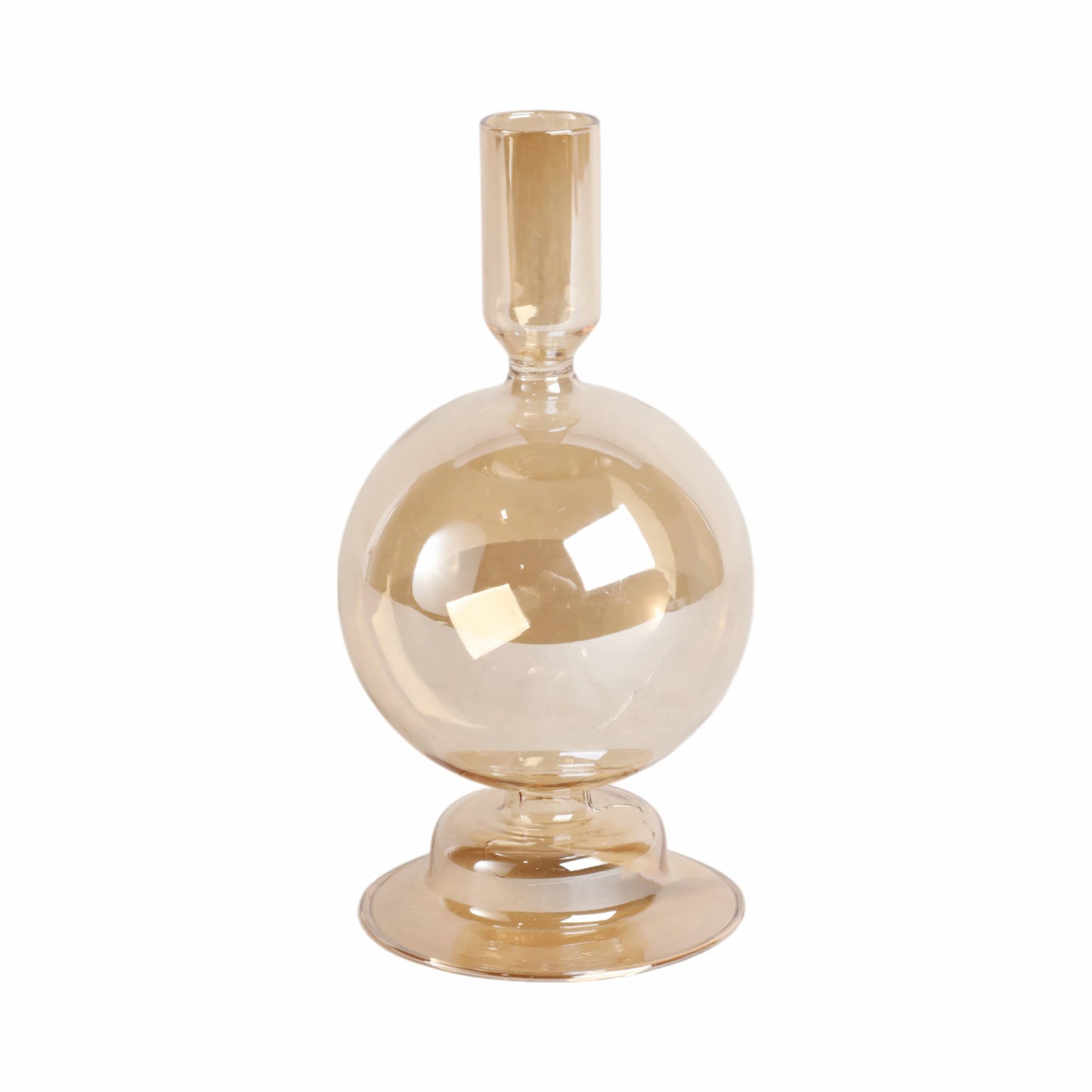 Glass Modern Bubble Taper Candle Holder - Gold 7 in.