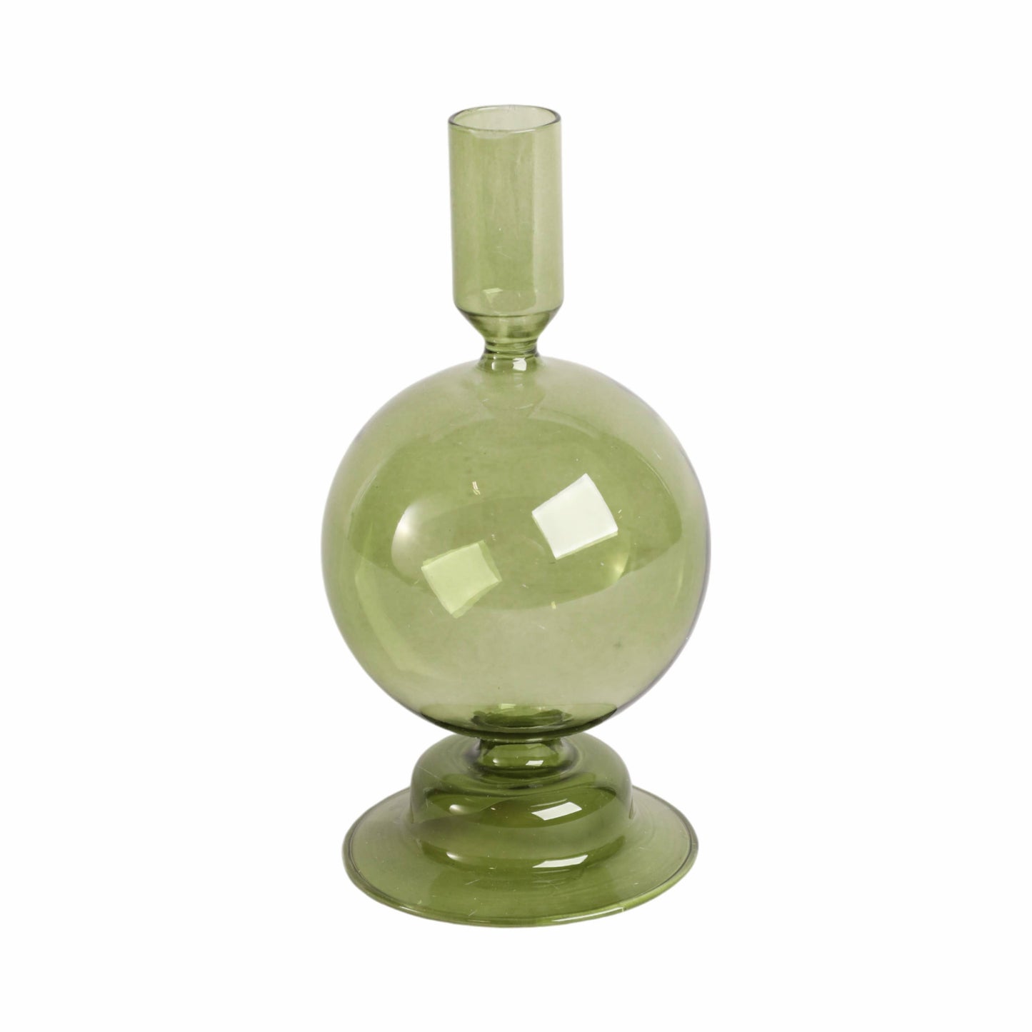 Glass Abstract Bubble Taper Candle Holder - Green 7 in.