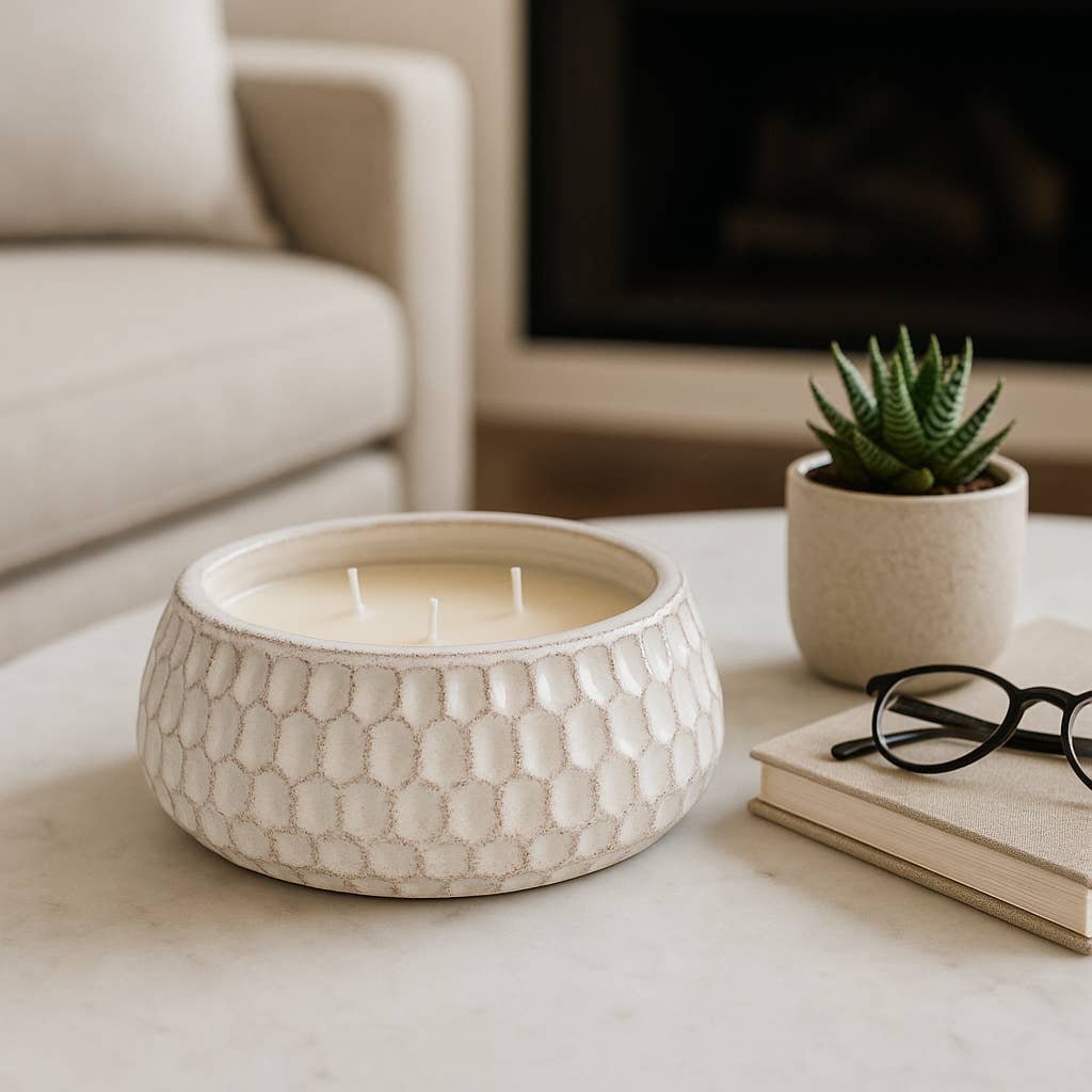 Candle - White Pottery French Cade & Lavender Dimple, 39 Oz