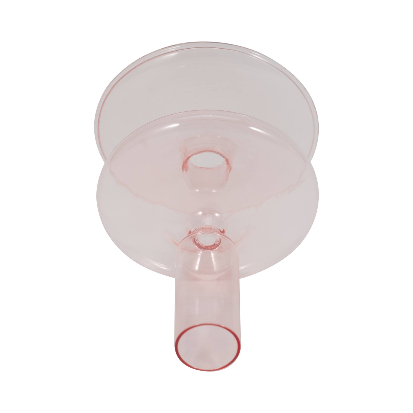 Glass Vintage Bubble Taper Candle Holder - Pink 5 in.