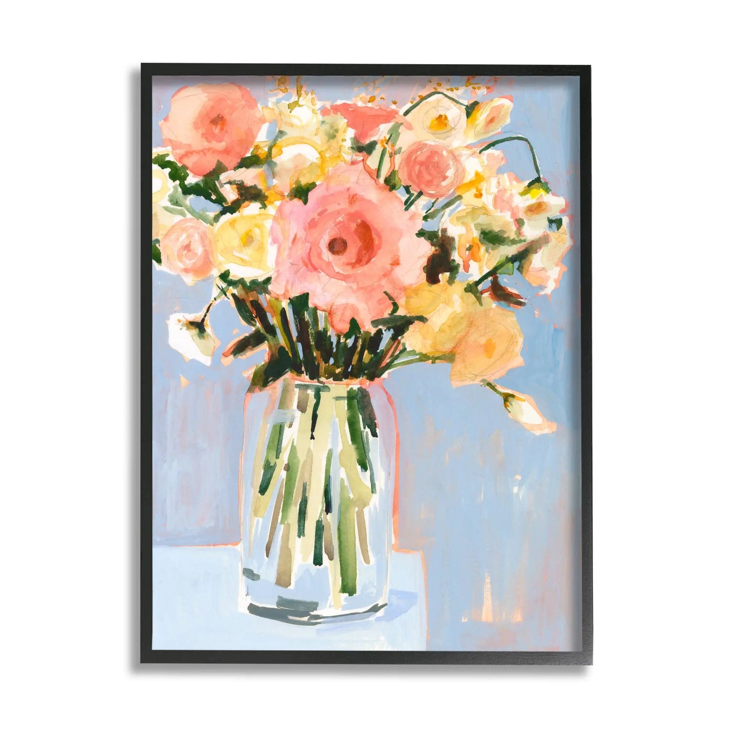 Chic Floral Bouquet Pastel Spring Flowers Framed Niko and Me Home Decor