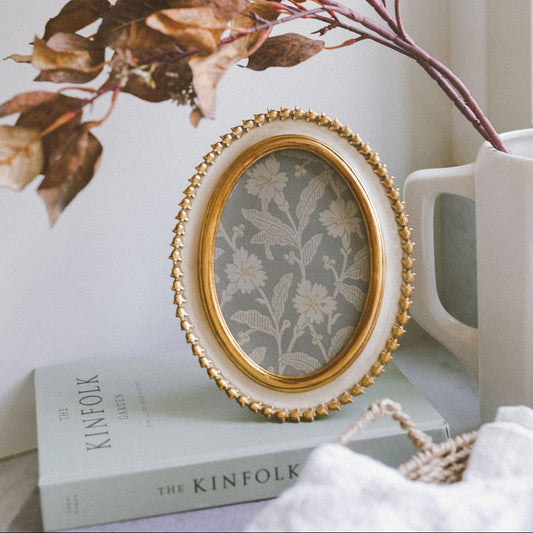 Cream and Gold Oval Photo Frame 5x7