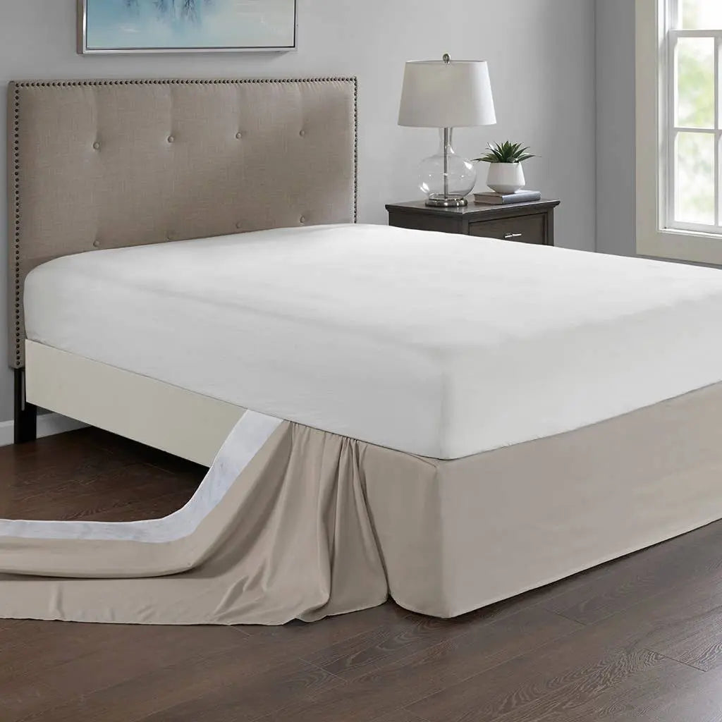 One-Size-Fits-All Adjustable Bed Skirt | Khaki Niko and Me Home Decor