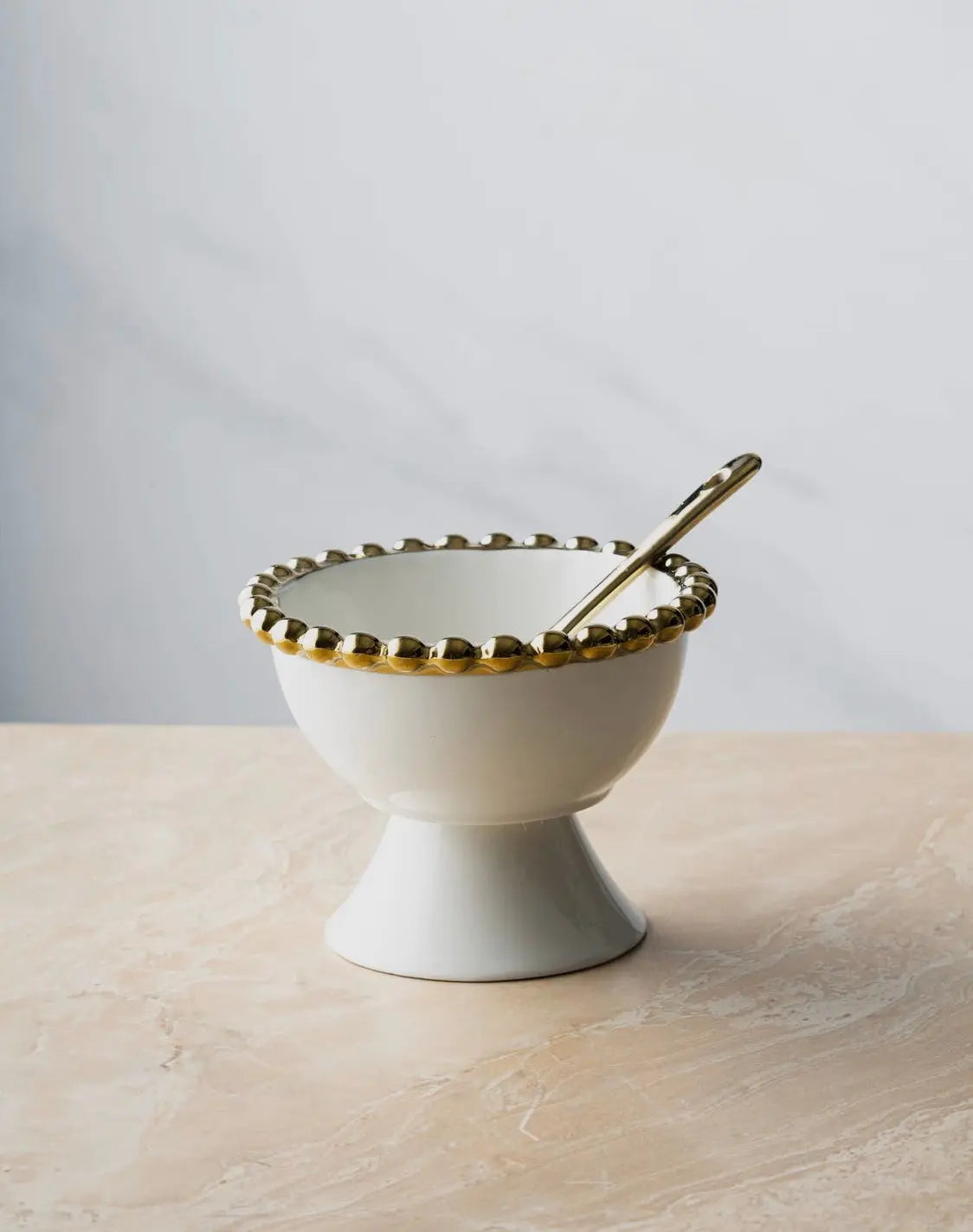Pure White Dessert Cups with Gold Trim (Set of 4) Niko and Me Home Decor