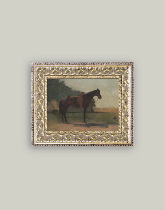 Saddled Horse Ornate Framed Canvas Art 7x5