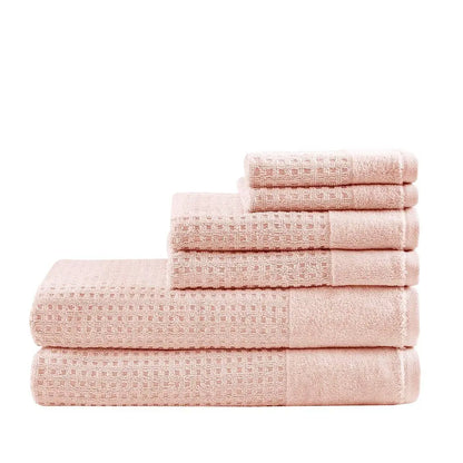 Spa Waffle 6-Piece Bath Towel Set [Certified], Pink Niko and Me Home Decor