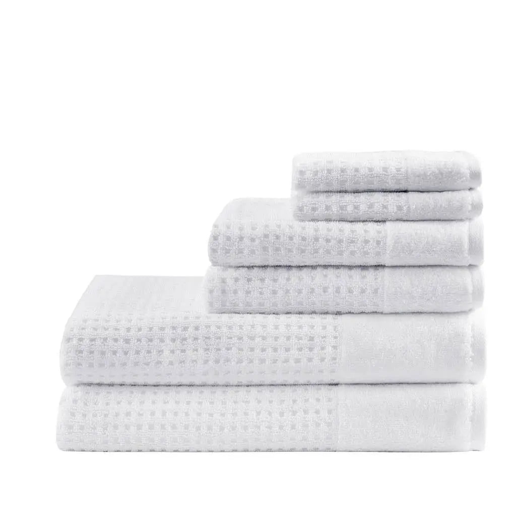 Spa Waffle 6-Piece Bath Towel Set [Certified], White Niko and Me Home Decor