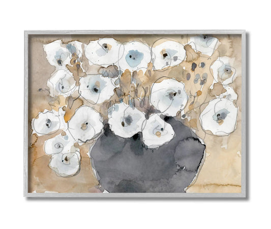 White Blossom Bouquet - Framed Abstract Wall Art Niko and Me Home Decor