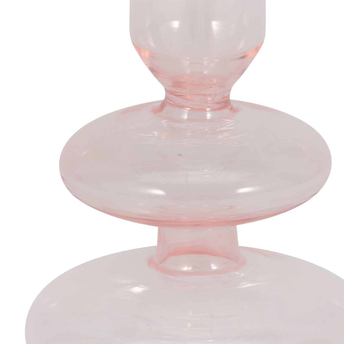 Glass Vintage Sculptural Taper Candle Holder - Pink 7 in.