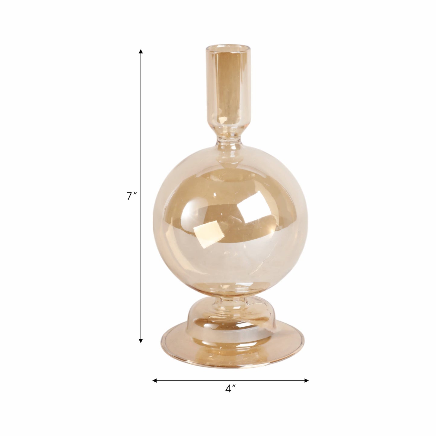 Glass Modern Bubble Taper Candle Holder - Gold 7 in.