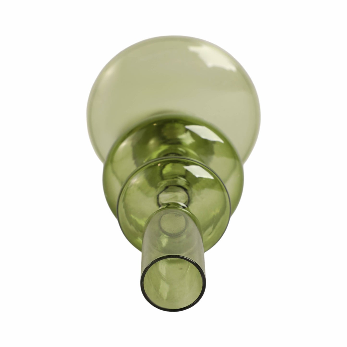 Glass Vintage Bubble Taper Candle Holder - Green 7 in.