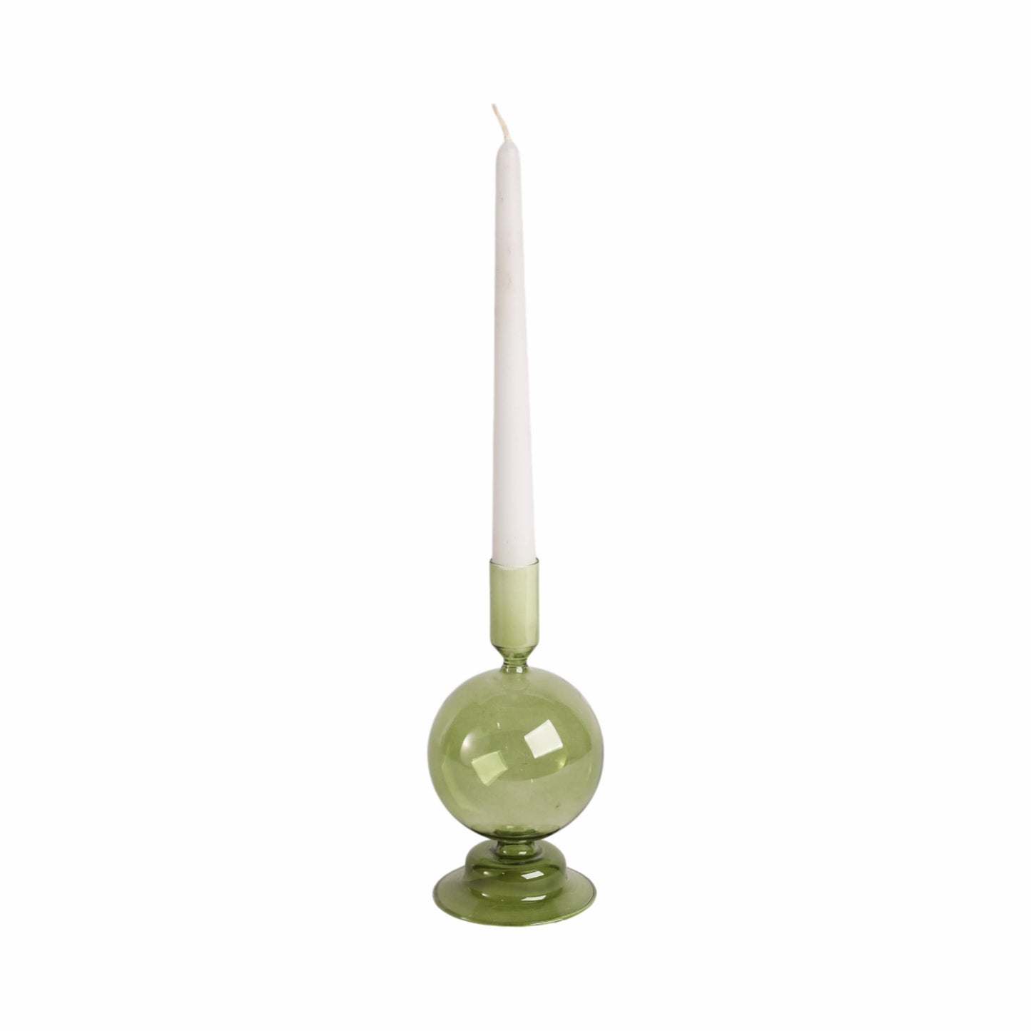 Glass Abstract Bubble Taper Candle Holder - Green 7 in.