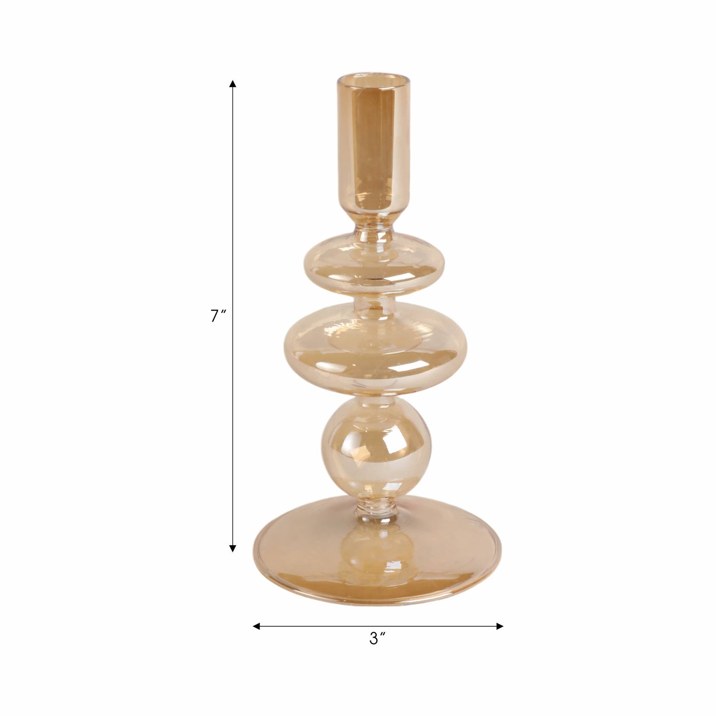 Glass Vintage Bubble Taper Candle Holder - Gold 7 in.