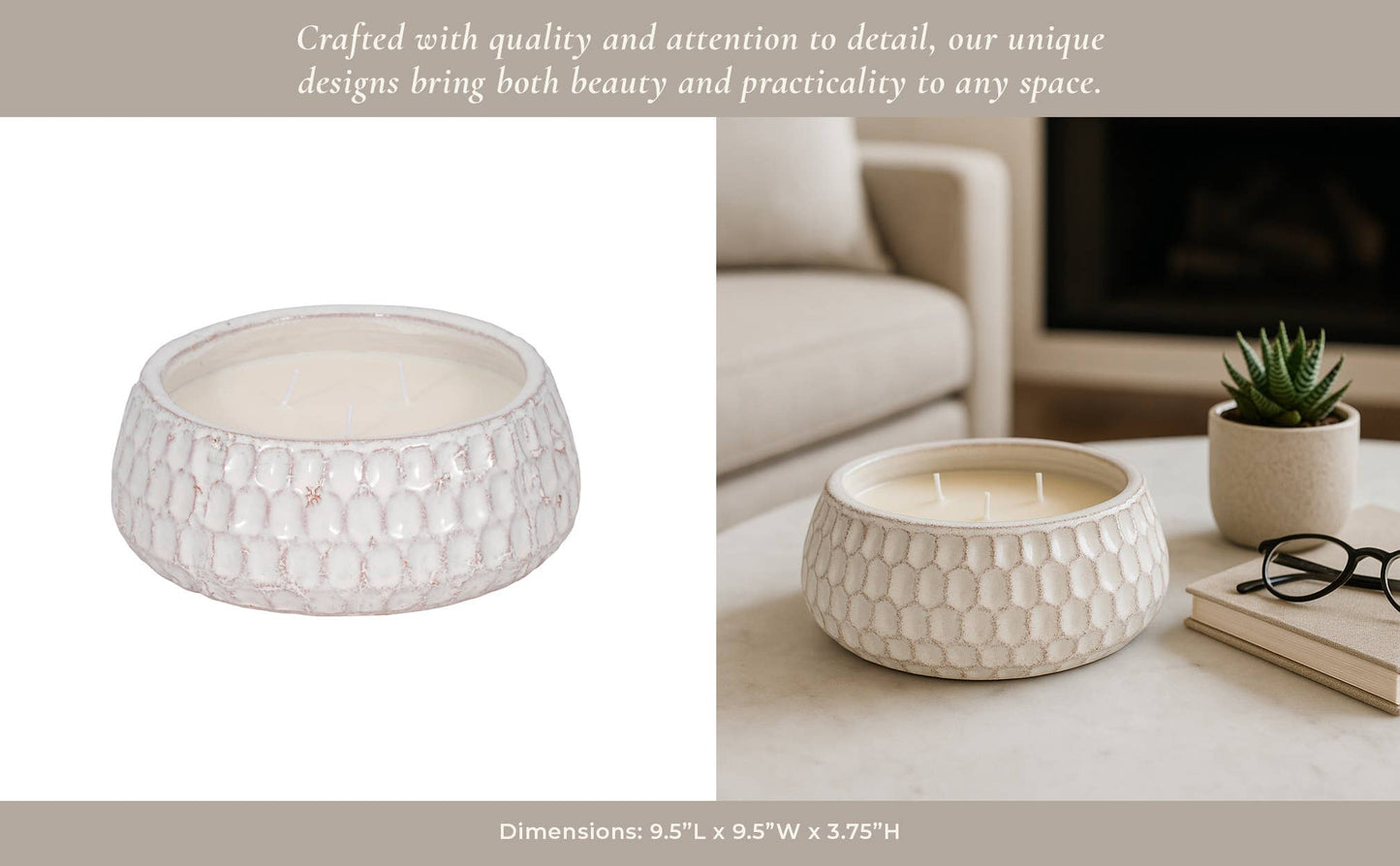 Candle - White Pottery French Cade & Lavender Dimple, 39 Oz