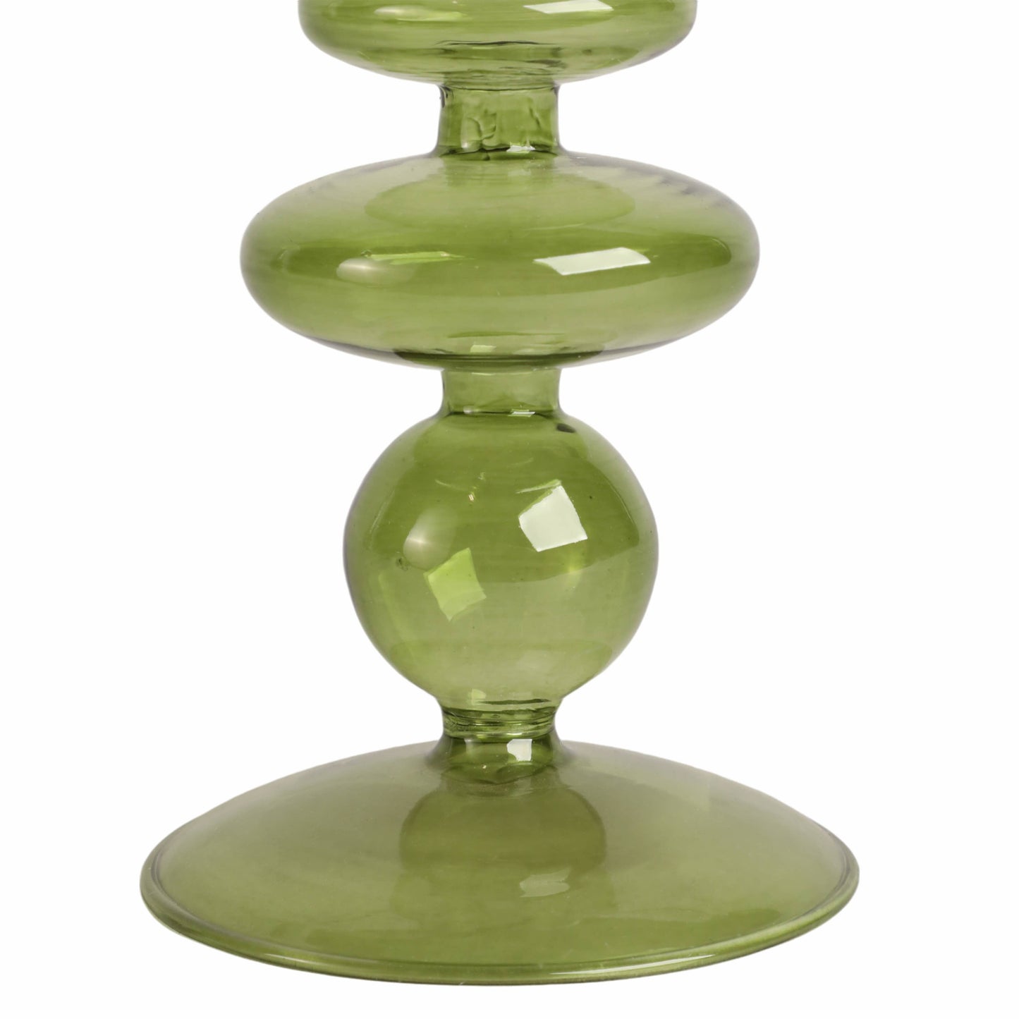 Glass Vintage Bubble Taper Candle Holder - Green 7 in.